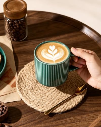 famiware Coffee Mug Set of 4, Star 12 oz Ceramic Mugs Cups Set with Handle - Image 2