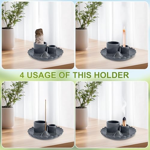 Palo Santo Sticks Holder, 4 in 1 Incense and Candle Holder Black - Image 2