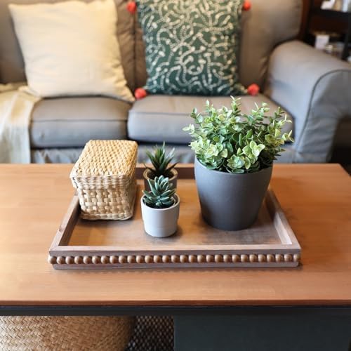Hrastany Wood Decorative Tray for Coffee Table, Brown, 15.7"*11.8"*1.57" - Image 2