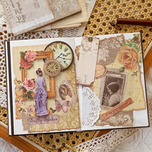 180 Sheets Vintage Scrapbook Paper, Journaling Scrapbooking Supplies, Antique Aged Looking Background Paper for Junk Journals Card Making Mixed Media Decoupage - Image 4