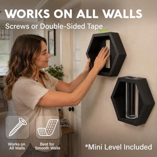 AVERGO Wall Plant Decor (2-Pack), Black Wood Indoor Wall Planter - Image 4