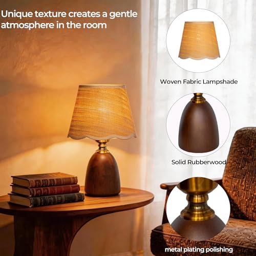 Small 13 Inch Dimmable Rubberwood Table Lamp - Image 6