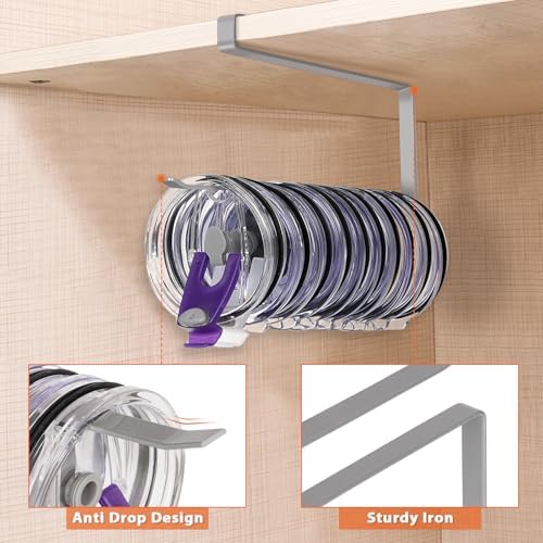 Tumbler Lid Organizer, Versatile Tumbler Lid Storage Holds 10 Lids, Grey - Image 4