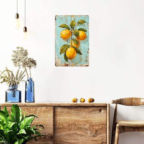 Retro Lemons Metal Signs Botanical Theme Flower Bunch Vintage Tin Signs for Rustic French Country,Bathroom,Garden,Farmhouse Bar Cafe Wall Decor, Gifts for Women, 8 x 12 inches (Lemons) - Image 6