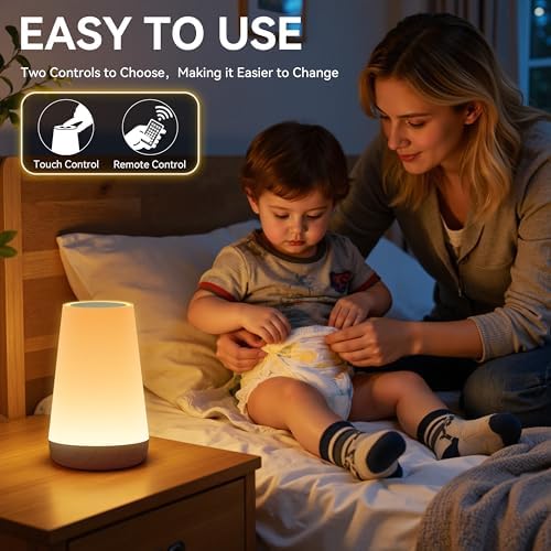 Auxmir Rechargeable Night Light, Touch Table Lamp with Remote, Dark Brown - Image 4
