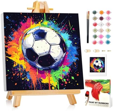 Soccer Paint by Numbers Kit for Kids, 8x8 inch by MANDUN