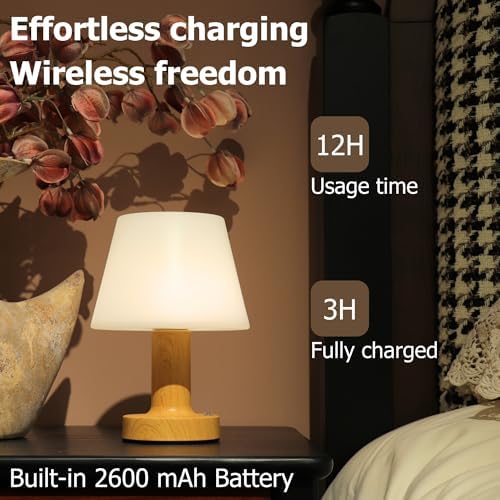 Cordless Rechargeable Mushroom Table Lamp, Dimmable 3-Color Night Light - Image 4