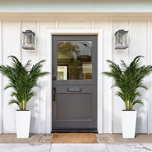 Garvee 16" Tall Planters Set of 2, Outdoor＆Indoor Planter Pots, White - Image 6