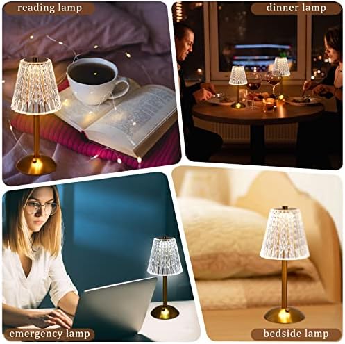 Liliful 2 Pcs Cordless Table Lamp LED Touch, Gold, Classic Style - Image 6