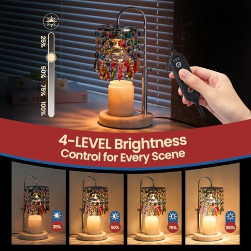 Candle Warmer Lamp with Timer Dimmer and 3 Bulbs, Lamp Candle Warmer with Marble Base,Wax Melt Warmer for Jar Candles, Birthday Gifts for Women Mom, House Warming Gifts New Home Decor (Multicolor) - Image 5