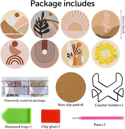 DOTSOPS 8 Pcs Landscape Diamond Painting Coasters with Holder for Beginners - Image 2