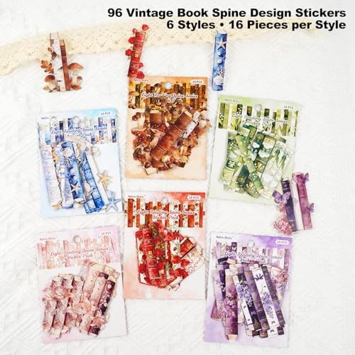 96 Pcs Vintage Book Spine Stickers for Scrapbooking - Image 2