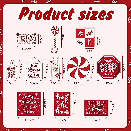 Mifoci 14 Pcs Christmas Candy Cane Tiered Tray Decor Xmas Table Decoration - Image 3