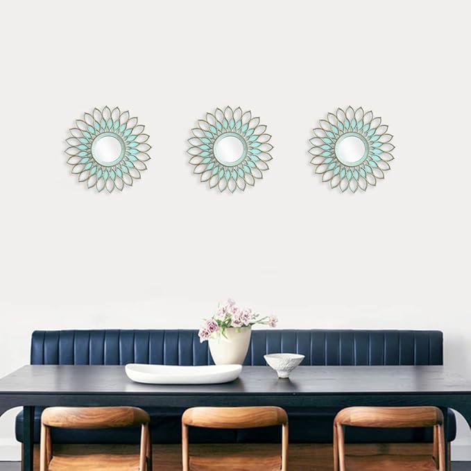 Small Round Decorative Mirrors Pack of 3 for Room & Home | Green Circle Mirrors Modern Wall Decor Gifts for Women & Moms