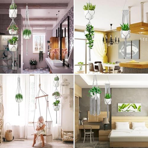 SFENNGPET Macrame Plant Hangers, 6Pack Hanging Planters for Indoor Plants - Image 5