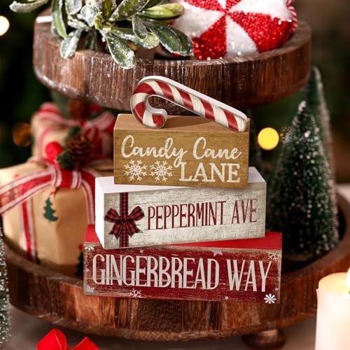 Moucuny 4 Pcs Christmas Table Decor Wooden Candy Cane Decoration Farmhouse - Image 2