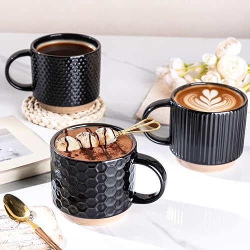 GBhome 15 OZ Stackable Coffee Mugs Set of 4, Ceramic Coffee Cups Set - Image 6