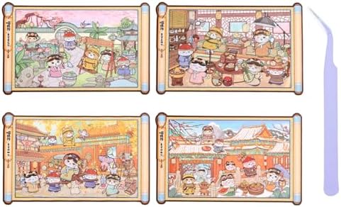 Girls 3D Miniature Scene Stickers,4 Sets Cat's Legend of Zhen Huan DIY House Stickers for A Visit to the Royal Palace,3D Sticker Scenes for Adult Kids Relief Stress Pass The Time by VYRANA