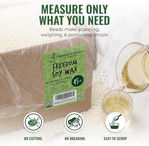 American Soy Organics Freedom Soy Wax Beads, All-Natural Candle Wax, 45 lbs - Image 3