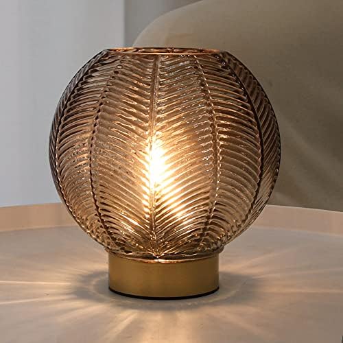 LUSHARBOR Battery Operated Decorative Glass Table Lamp with Timer Amber by LUSHARBOR