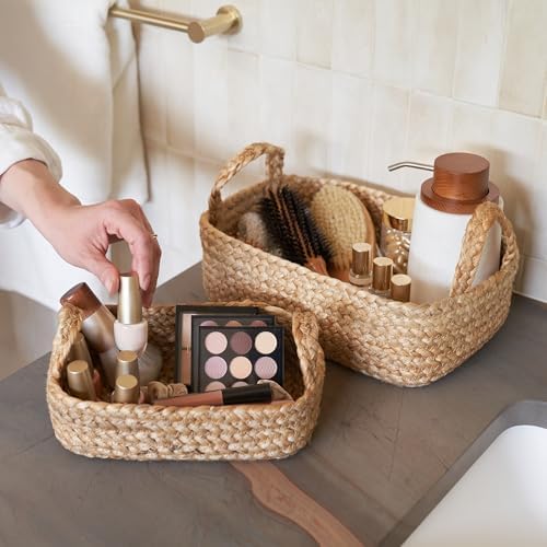 Beautiful Storage Basket Set of 4 - Natural Jute Rope Baskets for Shelves - Image 6