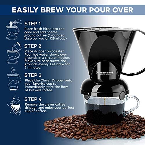 Clever Coffee Dripper | Large 18 oz | Black | BPA-Free | 100 Filters - Image 2