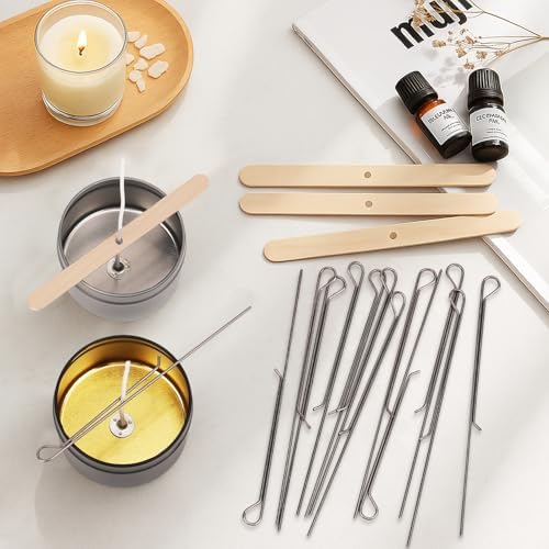 Candle Making Supplies Kit - Natural Cotton & Wooden Wicks with Stickers, Sustainers, Holders for Soy Wax, Beeswax, Coconut Wax DIY Candle Making Supplies (Pack of 6) - Image 6