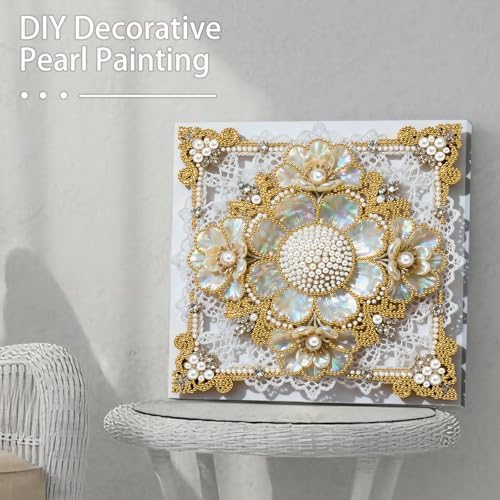 Pearl Art Kits Painting for Adults, DIY Mindfulness Therapy with Framed Canvas and Tools, Beginner Wall Decor-Flower - Image 3