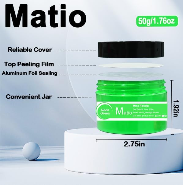 Matio Neon Pigment Powder, 1.8oz/ 50g Vibrant Orange Highly Fluorescent Nail Powder Iridescent Mica Powder for Epoxy Resin, Soap Making, Candle Dye, Bath Bomb, Tumblers, Slime, Painting, DIY Crafts