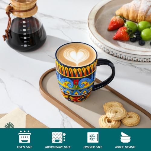 vancasso KRVI Ceramic Coffee Mugs, Set of 6, 16 oz - Image 4