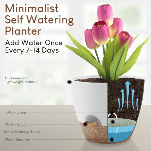 YNNICO Self Watering Plant Pots 10/9/8/7.5/7 inch for Indoor Plants - Image 4