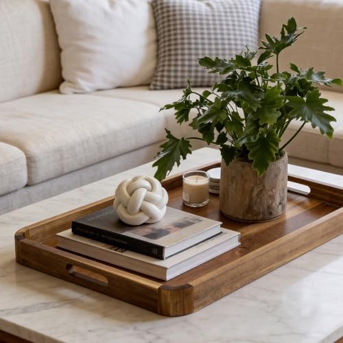 HILLSPRING Acacia Wood Serving Tray with Handles, 17" x 13" - Image 3
