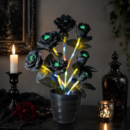 Gothic Black Rose LED Flower Lamp Artificial Rose Night Light Bedroom Decor - Image 2