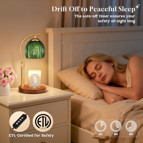 Candle Warmer Lamp with Timer - Electric Flameless Wax Melter Warmer for Jar Scented Candles, Vintage Home Decor Cozy for Women Mom Friend Sister (Green) - Image 3