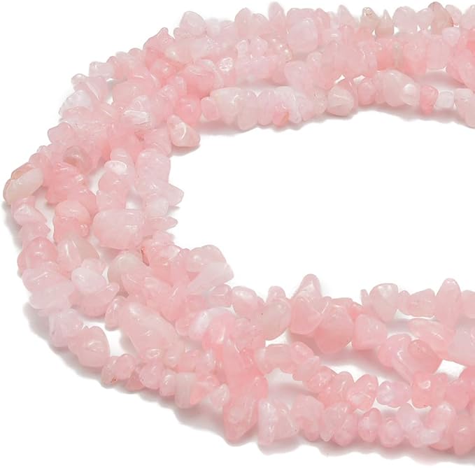 Gemstone Chips Natural Pink Rose Quartz 3-5mm Healing Crystals Waist Bracelets Necklace Kit Irregular Stone DIY Crafts Design Jewelry Making Approxi 32 inch