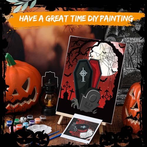 Tenceur 72 Pcs Pre Drawn Canvas Painting Kit 8"x10" for Adults,Halloween - Image 4