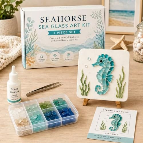 LWLQCZJ Sea Glass Art Kit - DIY Fun Craft Kit for Adults, Beginner Friendly (Seahorse) - Image 3