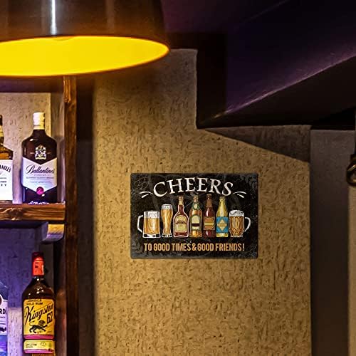 Putuo Decor Bar Signs For Home Bar Wall Cheers To Good Time To Good Friends Vintage Metal Tin Sign For Man Cave Decor 8x12 In - Image 5