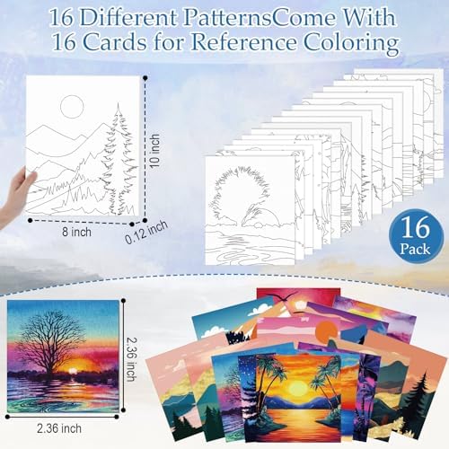 AmazingSpark 16 Pcs Pre Drawn Canvas to Paint for Adults Mountains Lakes - Image 3