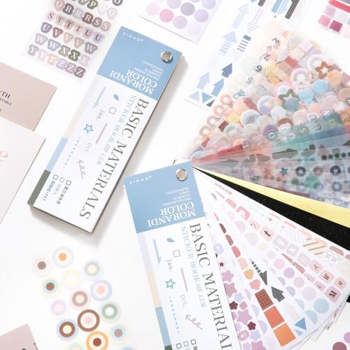 Alideco 30pcs Scrapbook Stickers Vintage Color Card Base Shapes Sticker Book for Adults Sticker journaling Stickers for Scrapbooking (wenyipian) by Alideco