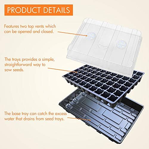 Gardzen Seed Starter Tray, 5 Pack Smiling Face Plant Germination Trays with Total 350-Cell, Seed Starter Kit with Humidity Vented Domes and Bases for Starting Vegetable Flower Herb Seeds 18" x 14" - Image 2