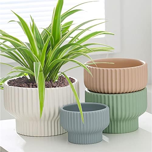Puoyik 2 Piece Set of Flower Pots 8/6 inches, Ceramic Flower Pots with Drainage Holes, Indoor and Outdoor Plant Flower Planter (7.8/5.9 White) - Image 6
