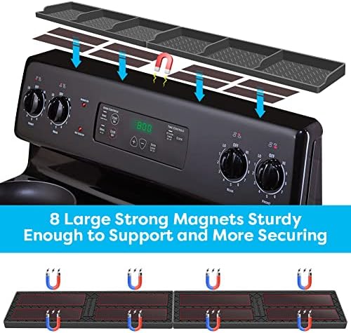 30 Inch Magnetic Spice Rack Above Stove - Silicone Shelf Organizer Suctioned to Back of Stove for Storage - Dark Grey - Image 3