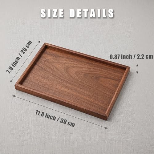 Black Walnut Wood Serving Tray 11.8"x7.9" Coffee Table & Tea Tray - Image 2