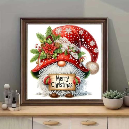 Christmas Gnome Diamond Art Painting Kits 5D Special Shape 12 x 12 inch - Image 2