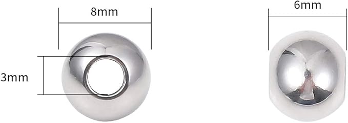 Stainless Steel Spacer Beads 8x6mm Round Loose Charm Caps Beads for DIY Jewelry Making 50pcs with 3mm Hole