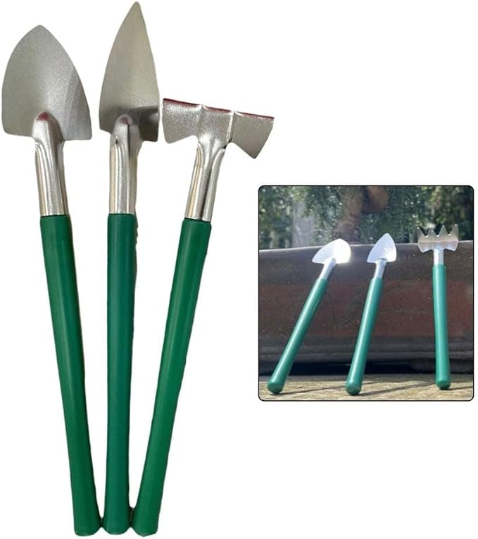 Indoor Gardening Kit 3Pcs Stainless Steel Rake Trowel and Shovel for Succulents Bonsai and Miniature Plants