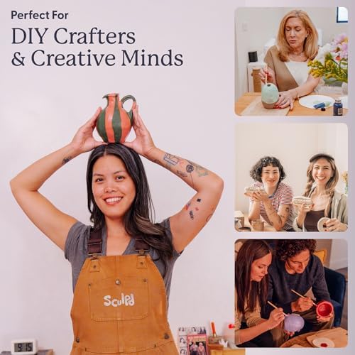Sculpd Pottery Kit for Adults, Air Dry Clay with Tools, Gloss Glaze - Image 4