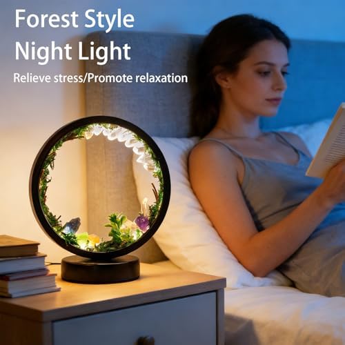 Runyangshi Forest Style Bedroom Night Light USB Port 3 Colours Dimming Mode Bedside Lamp Natural Clear Quartz Single Crystal Healing Crystal Night Lamp for Bedroom Office Home Decor Gift - Image 5