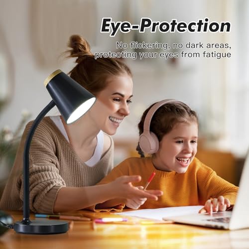 EJIAXIN Desk Lamp for College Dorm Room - Small LED Desk Lamp Touch Dimmable Reading Light for Home Office - Adjustable Flexible Gooseneck Table Lamp for Bedside Bedroom Nightstand Black - Image 5